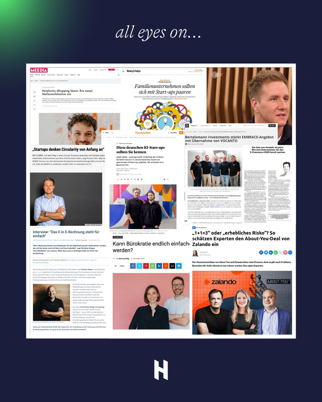 Screenshots von PR-Ergebnissen, die hypr für seine Partner:innen im Dezember 2024 realisiert hat.